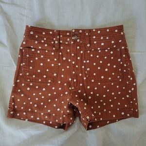 Madewell High Waist Polka Dot Shorts - Brown and White